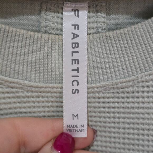 Fabletics Mint Green Crew Neck Anna Open Tie Back Pullover Sweater Medium - Picture 6 of 7